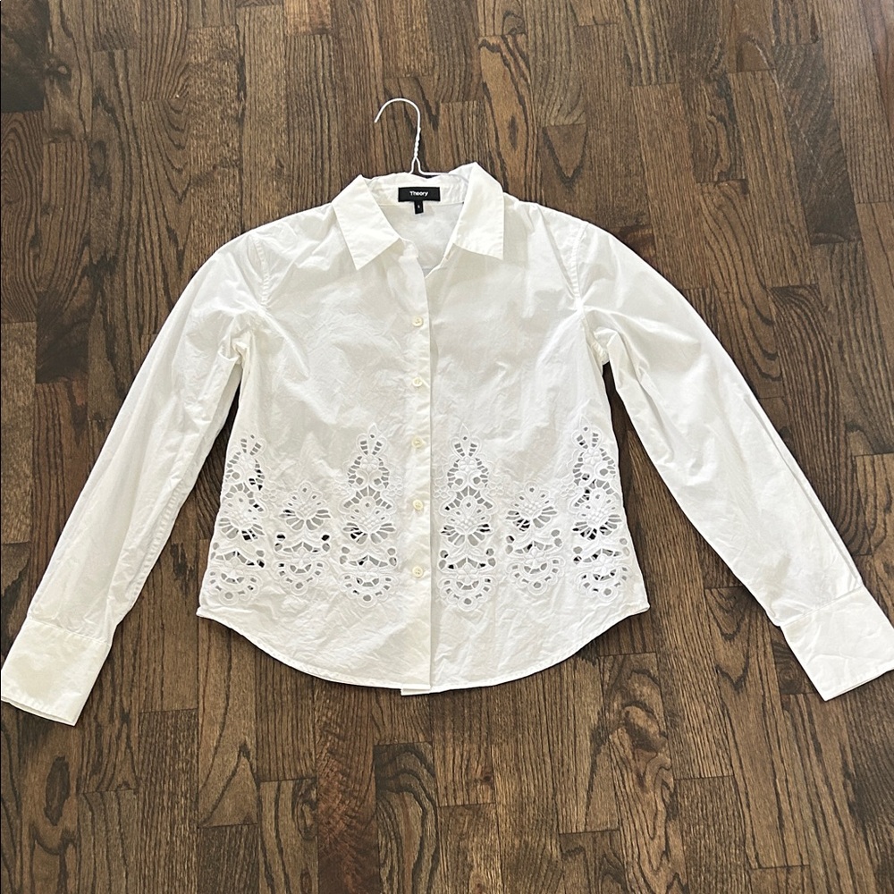 Theory White Collared Shirt